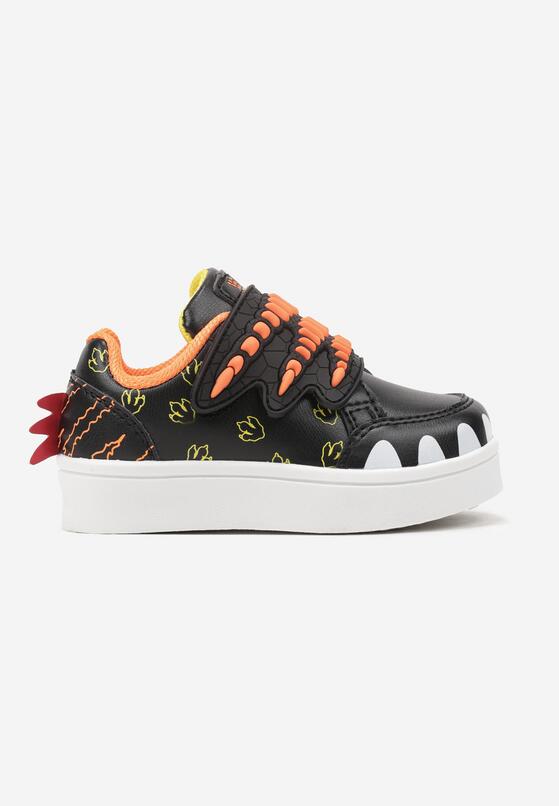 Czarne Buty Sportowe w Ozdobny Print z Aplikacjami i Zapięciem na Rzep Erisella 1