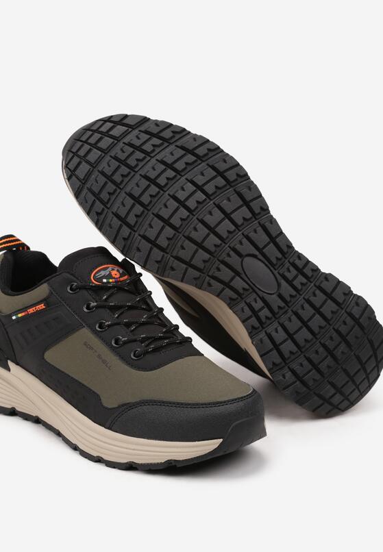 Zielono-Czarne Płaskie Buty Sportowe Sneakersy ze Sznurowaniem i Napisem Terelena 3