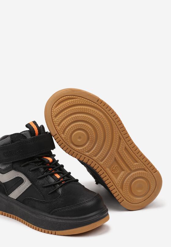 Czarne Botki na Płaskiej Podeszwie w Stylu Sneakersów z Geometrycznym Zdobieniem Erisielle 3