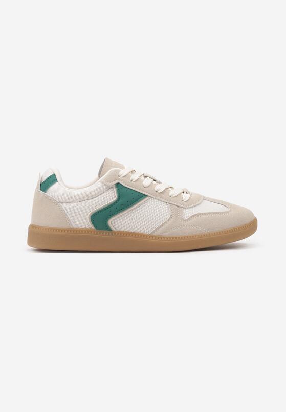 Ciemnobeżowe Płaskie Buty Sportowe Sneakersy z Geometrycznym Zdobieniem Olissea 1