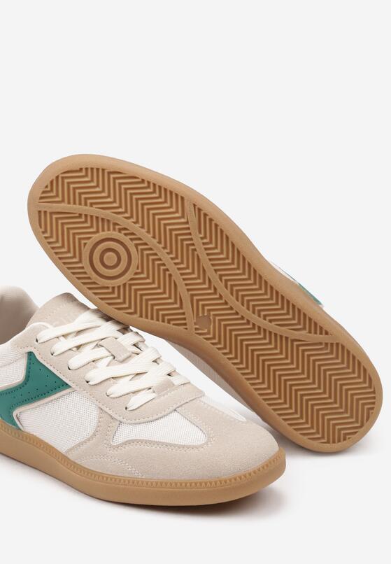 Ciemnobeżowe Płaskie Buty Sportowe Sneakersy z Geometrycznym Zdobieniem Olissea 3
