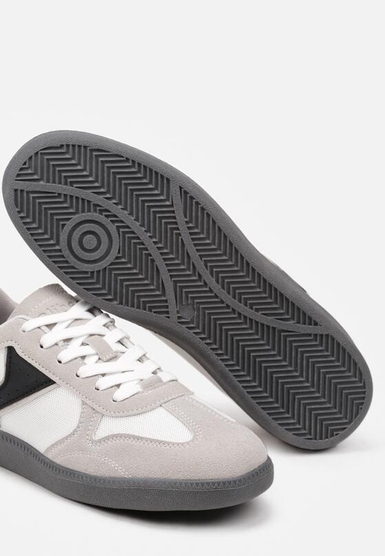 Szaro-Białe Płaskie Buty Sportowe Sneakersy z Geometrycznym Zdobieniem Olissea 3