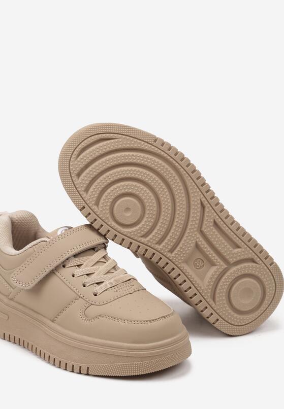 Ciemnobeżowe Sznurowane Buty Sportowe Sneakersy na Grubej Podeszwie na Rzepy Olita 3