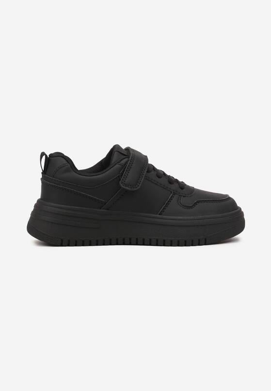 Czarne Sznurowane Buty Sportowe Sneakersy na Grubej Podeszwie na Rzepy Olita 1