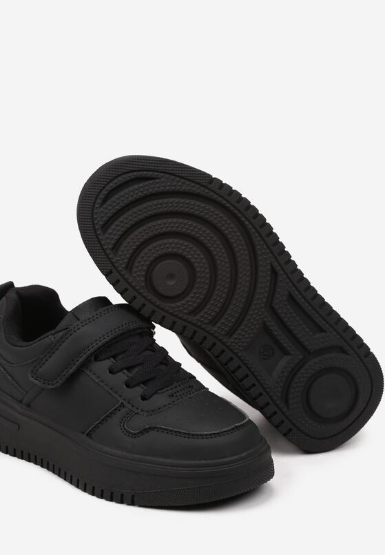 Czarne Sznurowane Buty Sportowe Sneakersy na Grubej Podeszwie na Rzepy Olita 3