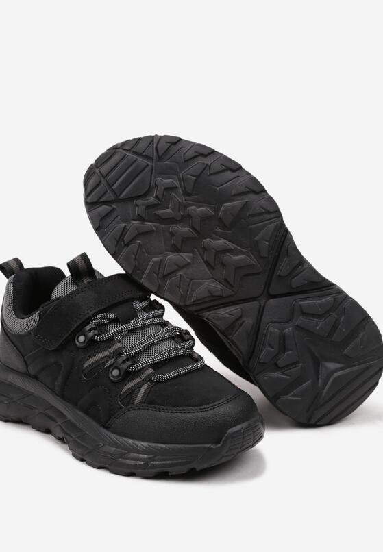 Czarne Płaskie Buty Sportowe Sneakersy z Tłoczoną Podeszwą na Rzep Olirae 3
