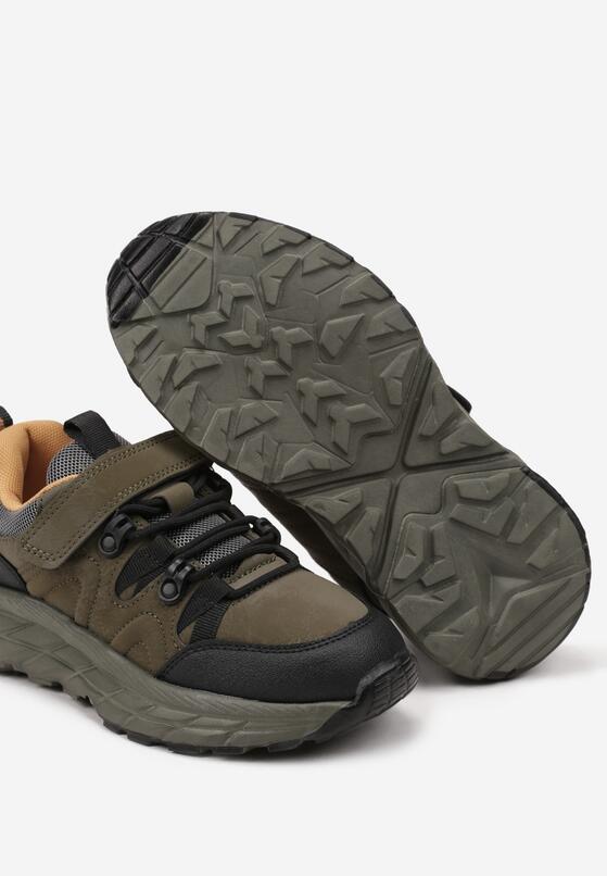 Zielone Płaskie Buty Sportowe Sneakersy z Tłoczoną Podeszwą na Rzep Olirae 3