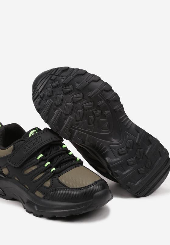 Czarno-Zielone Buty Sportowe Typu Sneakersy Zapinane na Rzep Veriani 3