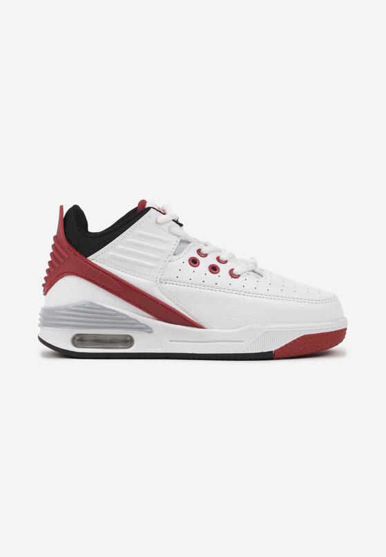 Biało-Czerwone Płaskie Buty Sportowe Sneakersy za Kostkę z Perforacją i Tłoczeniem Neritha 1