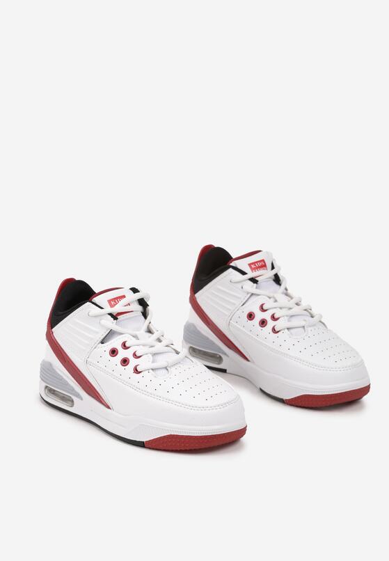 Biało-Czerwone Płaskie Buty Sportowe Sneakersy za Kostkę z Perforacją i Tłoczeniem Neritha 2