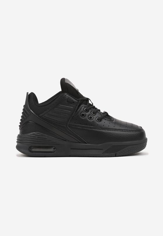 Czarne Płaskie Buty Sportowe Sneakersy za Kostkę z Perforacją i Tłoczeniem Neritha 1