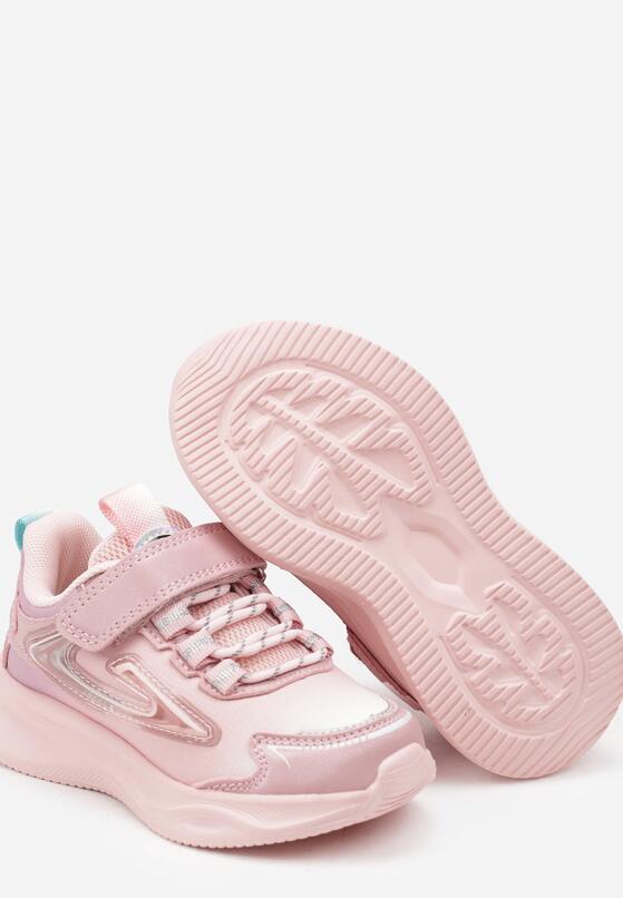 Różowe Buty Sportowe Sneakersy na Grubszej Podeszwie na Rzep Erislo 3
