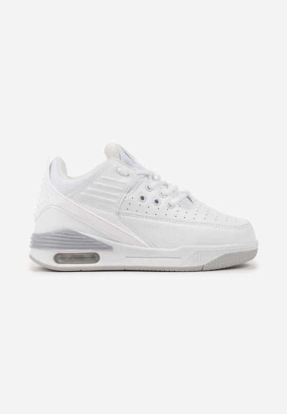 Biało-Szare Płaskie Buty Sportowe Sneakersy za Kostkę z Perforacją i Tłoczeniem Neritha 1