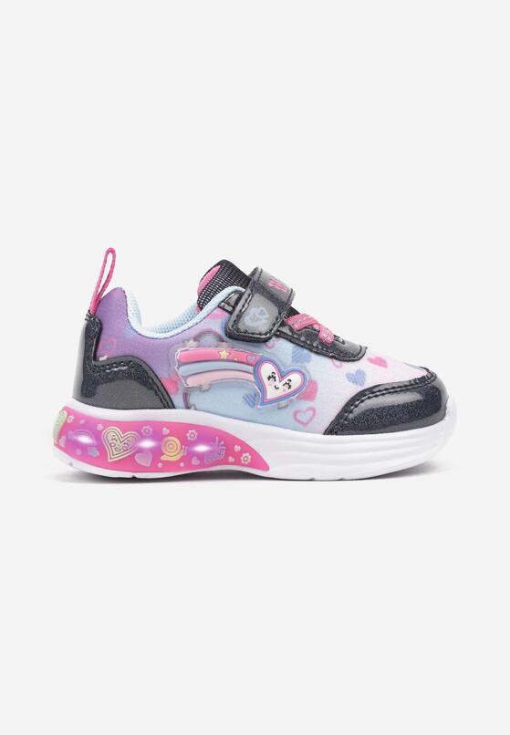 Niebieskie Płaskie Buty Sportowe Sneakersy z Ledami i Bajkowym Wzorem Eriselae 1