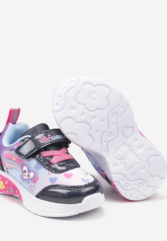 Niebieskie Płaskie Buty Sportowe Sneakersy z Ledami i Bajkowym Wzorem Eriselae 3
