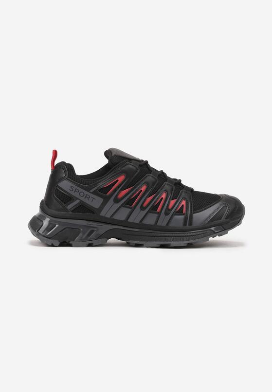 Czarno-Czerwone Płaskie Sznurowane Buty Sportowe Sneakersy z Ozdobnymi Paskami Nerades 1