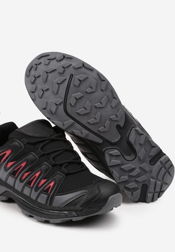 Czarno-Czerwone Płaskie Sznurowane Buty Sportowe Sneakersy z Ozdobnymi Paskami Nerades 3
