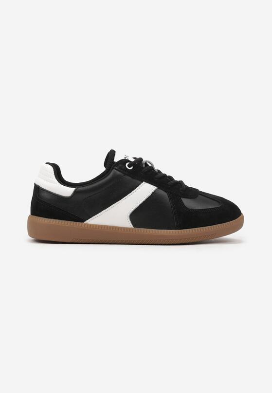 Czarno-Białe Płaskie Skórzane Sneakersy Ozdobione Przeszyciami Verietta 4
