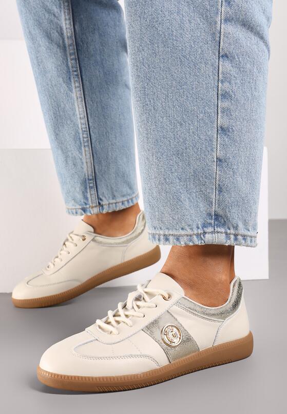 Sneakers Bej cu auriu 3