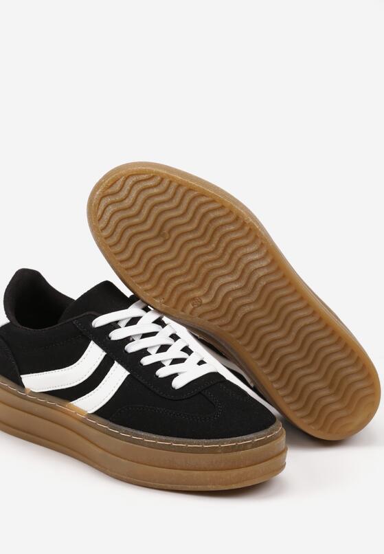 Czarne Sneakersy na Platformie z Kontrastowymi Wstawkami Erisora 6