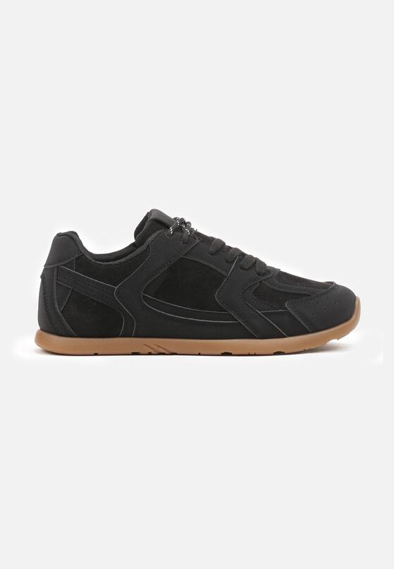 Czarne Sneakersy z Geometrycznymi Przeszyciami z Zdobieniem z Cyrkonii Taranea 4