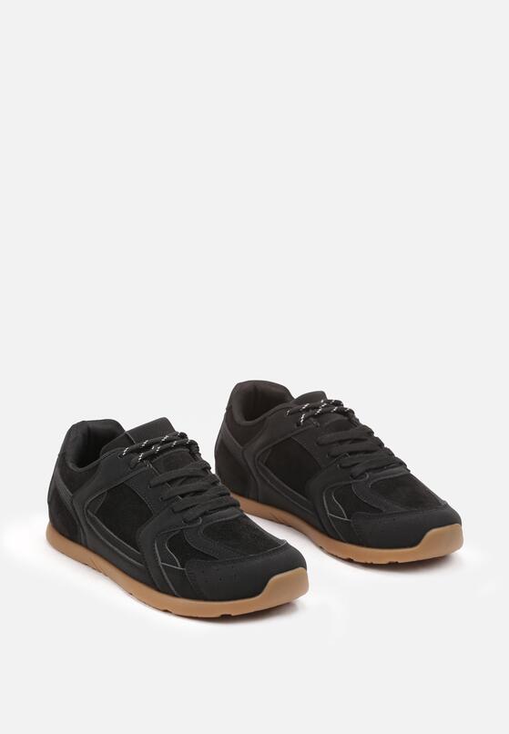 Czarne Sneakersy z Geometrycznymi Przeszyciami z Zdobieniem z Cyrkonii Taranea 5