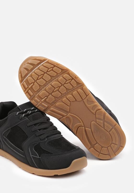 Czarne Sneakersy z Geometrycznymi Przeszyciami z Zdobieniem z Cyrkonii Taranea 6