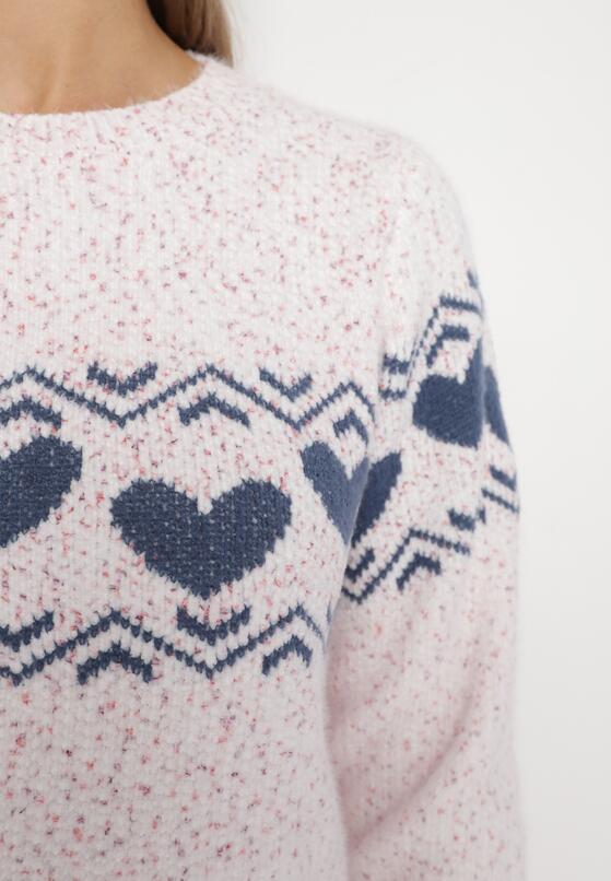 Jasnoróżowy Dzianinowy Sweter w Serca Ritavem 5