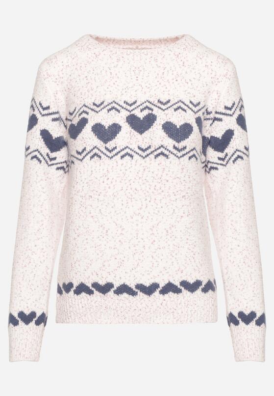 Jasnoróżowy Dzianinowy Sweter w Serca Ritavem 6