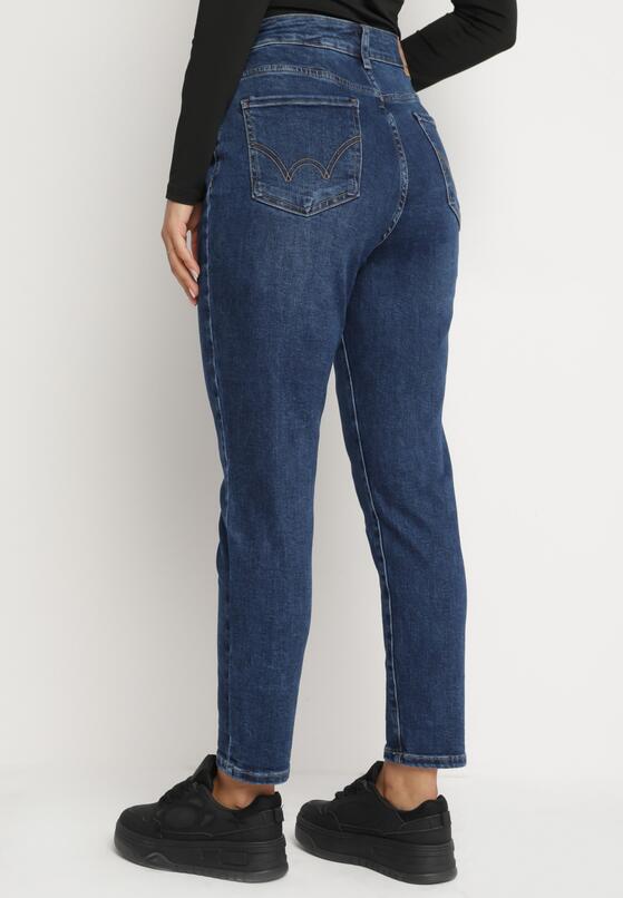 Granatowe Klasyczne Jeansy o Kroju Skinny Regular Waist Nailen 3