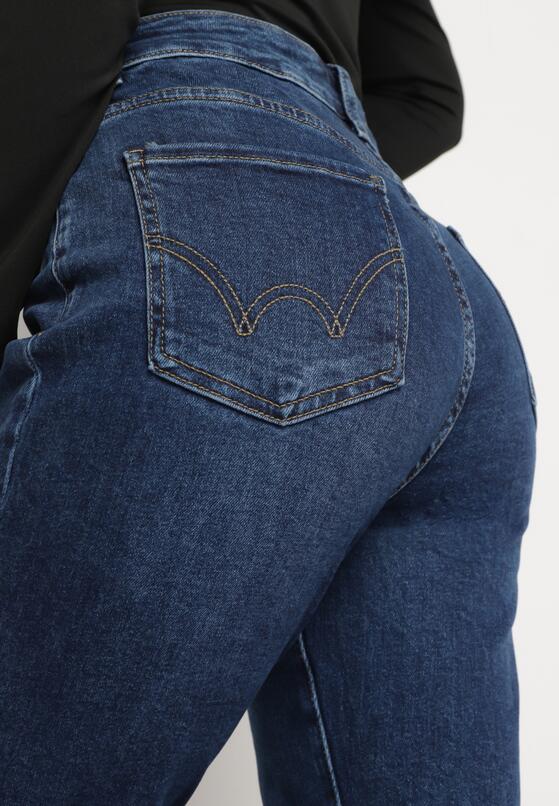 Granatowe Klasyczne Jeansy o Kroju Skinny Regular Waist Nailen 5