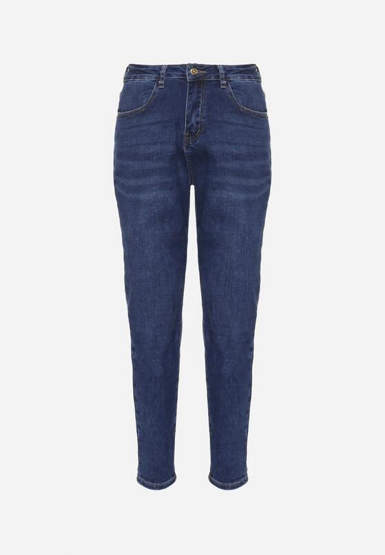 Granatowe Klasyczne Jeansy o Kroju Skinny Regular Waist Nailen 6