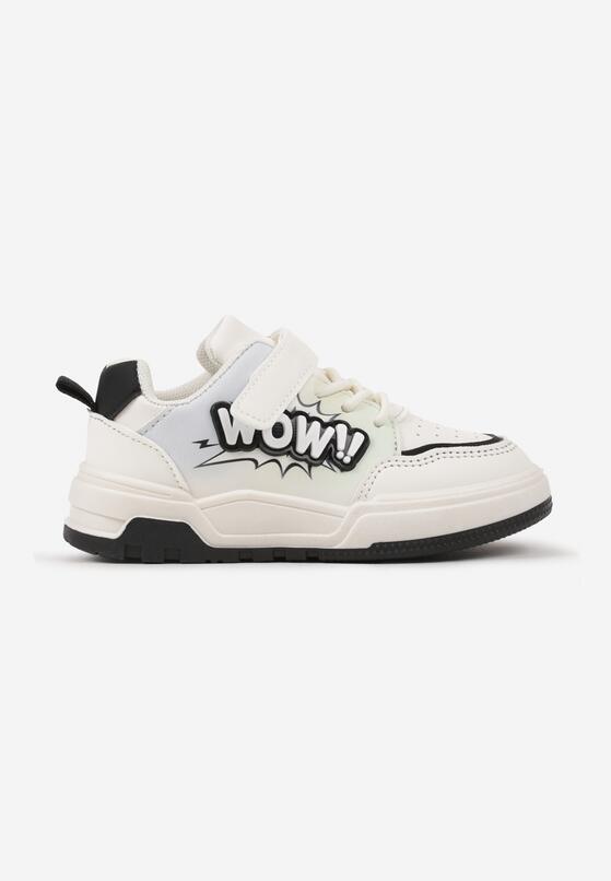 Biało-Czarne Buty Sportowe Sneakersy Zapinane na Rzep z Aplikacją 3D Lerinael 1