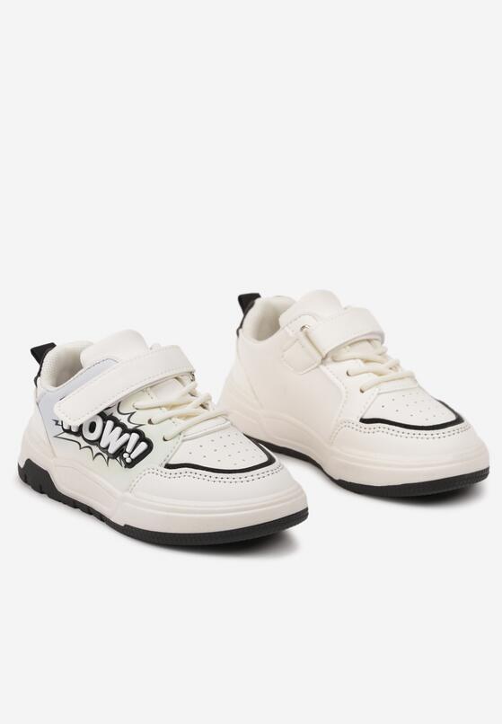 Biało-Czarne Buty Sportowe Sneakersy Zapinane na Rzep z Aplikacją 3D Lerinael 2
