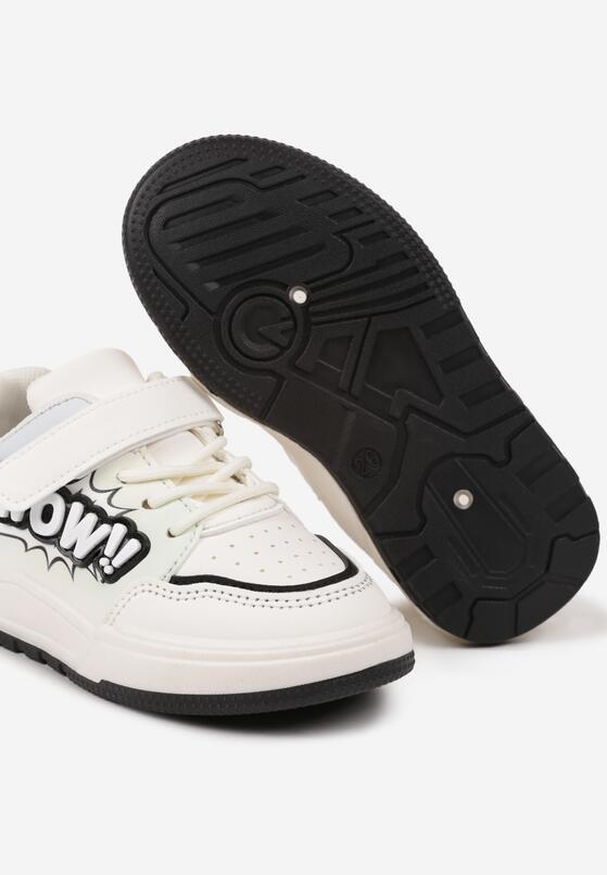Biało-Czarne Buty Sportowe Sneakersy Zapinane na Rzep z Aplikacją 3D Lerinael 3