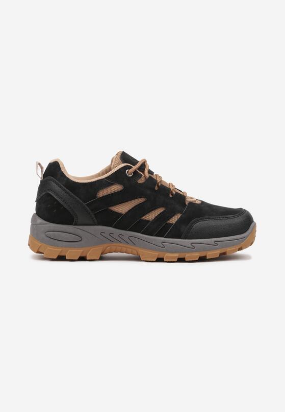 Czarne Sznurowane Płaskie Buty Sportowe Sneakersy z Geometrycznymi Wstawkami Betita 4