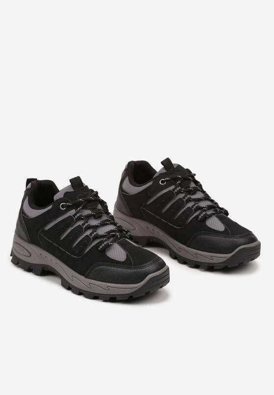 Czarno-Szare Sznurowane Buty Sportowe w Stylu Traperków Nairiana 2