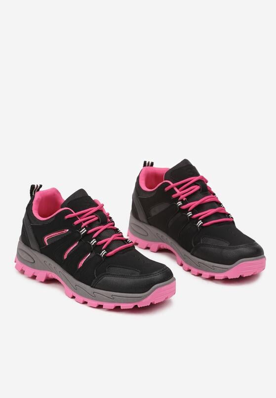 Czarne Sznurowane Buty Sportowe Sneakersy Trekkingowe z Paskami Cleirae 5