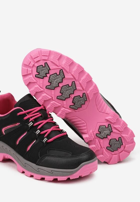 Czarne Sznurowane Buty Sportowe Sneakersy Trekkingowe z Paskami Cleirae 6