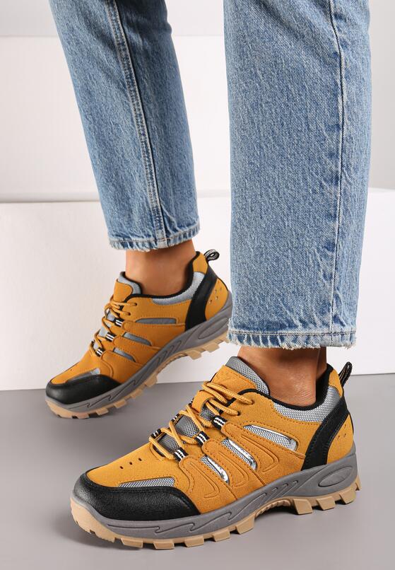 Brązowe Sznurowane Buty Sportowe Sneakersy Trekkingowe z Paskami Cleirae 1