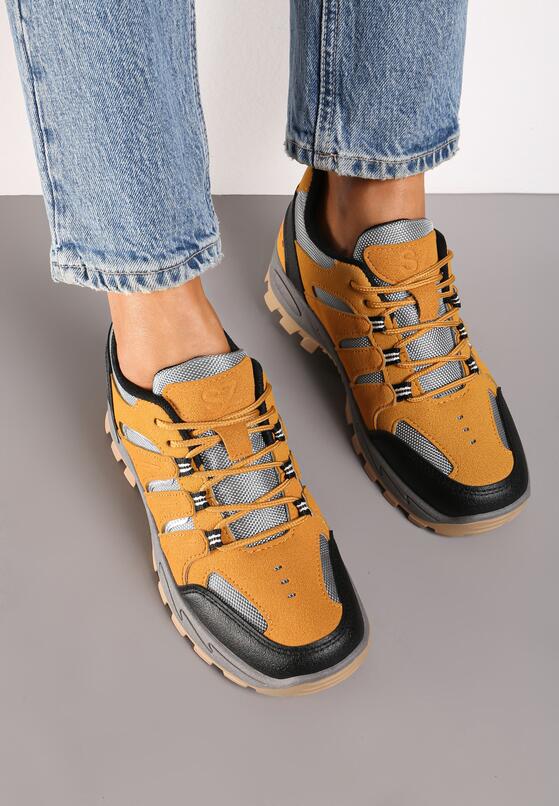 Brązowe Sznurowane Buty Sportowe Sneakersy Trekkingowe z Paskami Cleirae 3