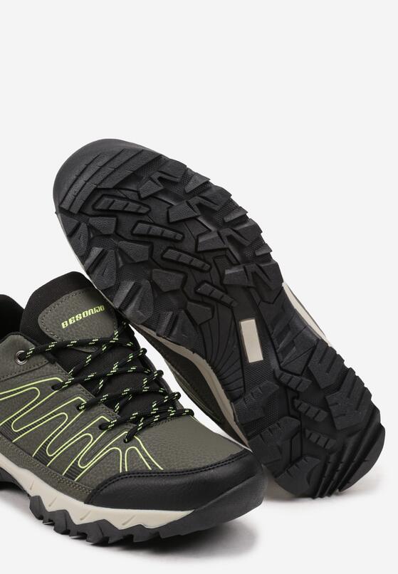 Ciemnozielone Sznurowane Buty Sportowe Sneakersy z Paskami Saileen 3