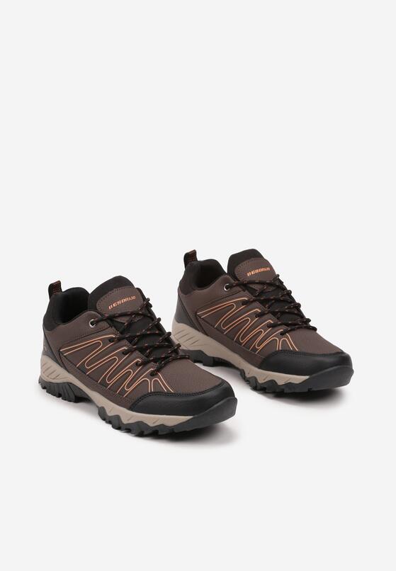 Brązowe Sznurowane Buty Sportowe Sneakersy z Paskami Saileen 2
