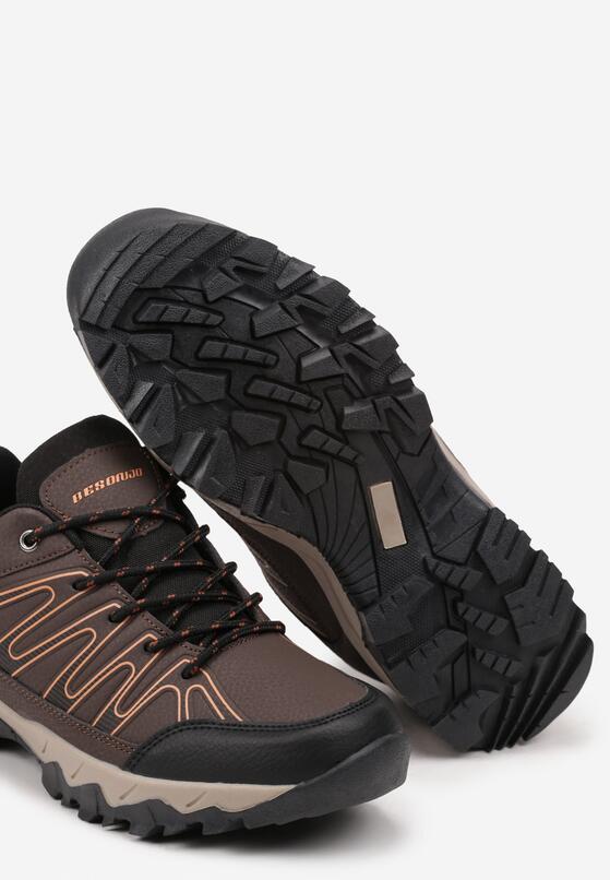 Brązowe Sznurowane Buty Sportowe Sneakersy z Paskami Saileen 3