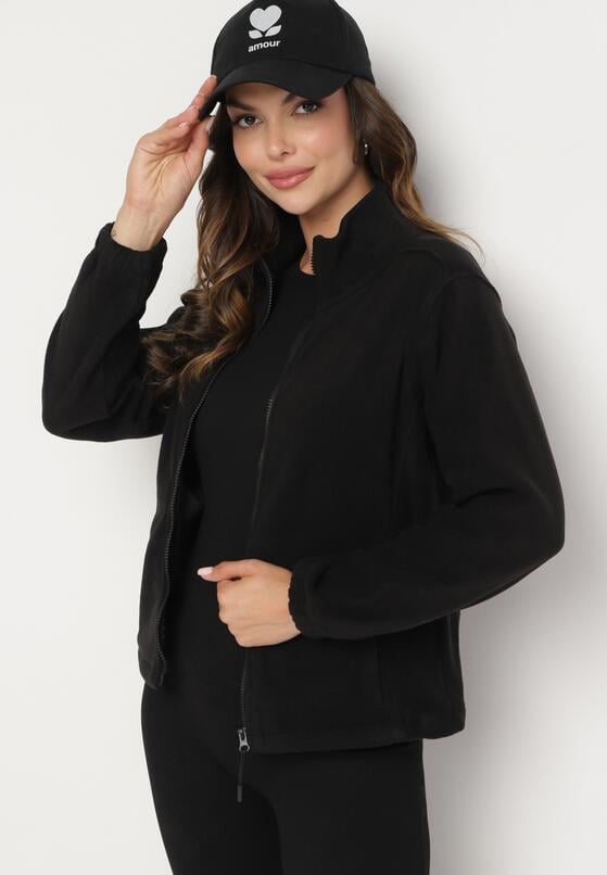 Czarna Rozpinana Bluza ze Ściągaczami Laorin 2