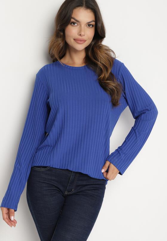 Niebieska Prążkowana Bluzka Longsleeve Gigiora 4