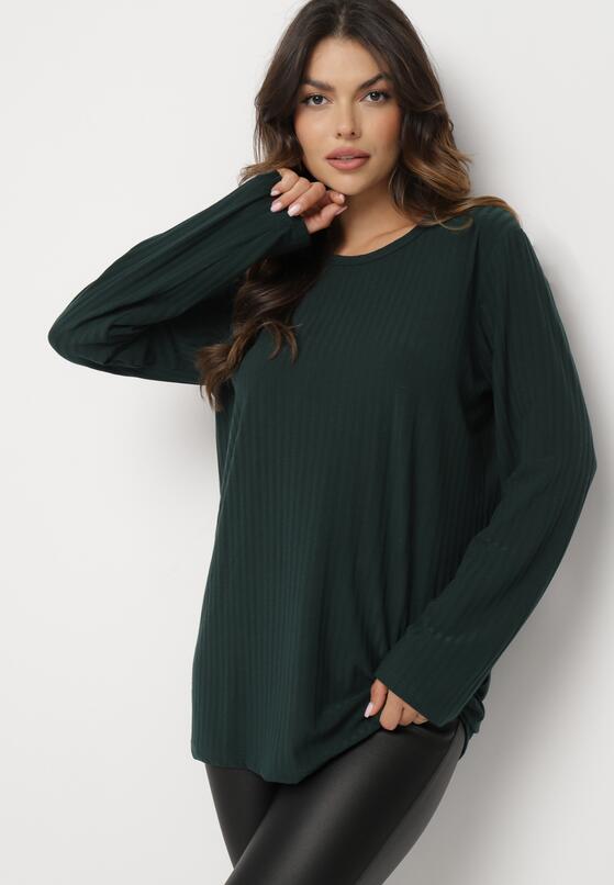 Ciemnozielona Prążkowana Bluzka Longsleeve Gigiora 1