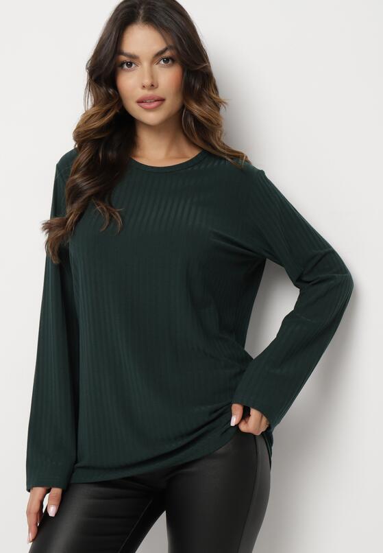 Ciemnozielona Prążkowana Bluzka Longsleeve Gigiora 2