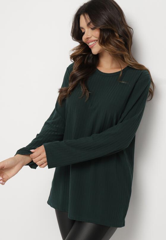 Ciemnozielona Prążkowana Bluzka Longsleeve Gigiora 4