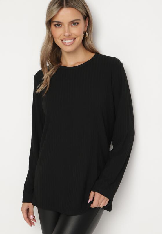 Czarna Prążkowana Bluzka Longsleeve Gigiora 1